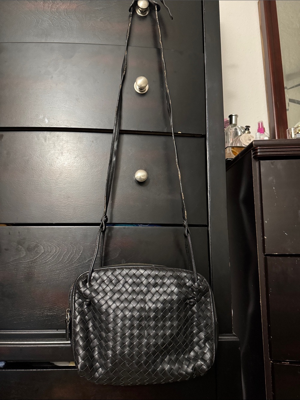Bottega Veneta Black Woven Leather Shoulder Crossbody